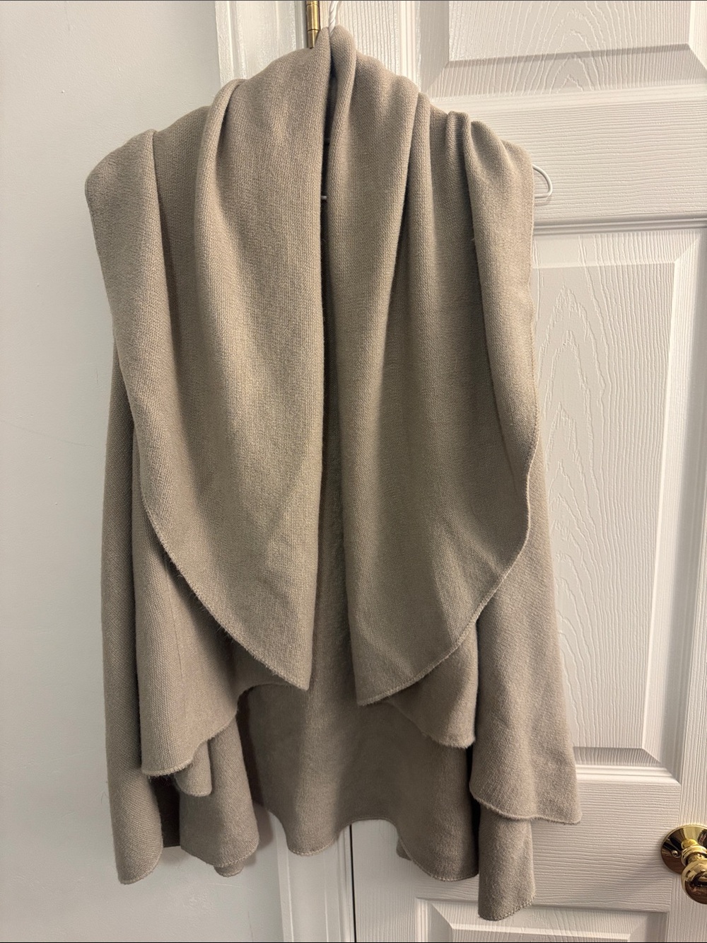 Women's Open-Front Draped Poncho in Taupe